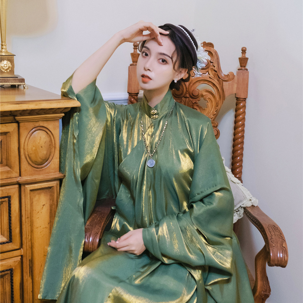 镜水桐光乾元原创明制竖领大襟大袖衫汉服晚明立领日常大放量