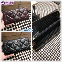 美国代购 拼邮 正品 COACH 新款 菱格 牛皮 长款拉链钱包