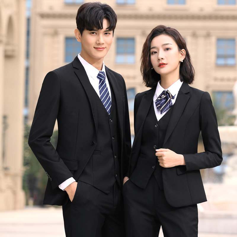 套装男女同款西装三件套售楼部工装银行销售工作服面试ol正装优惠券