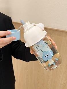水杯玻璃杯女高颜值2024新款耐高温便携式带吸管可爱茶水分离杯子