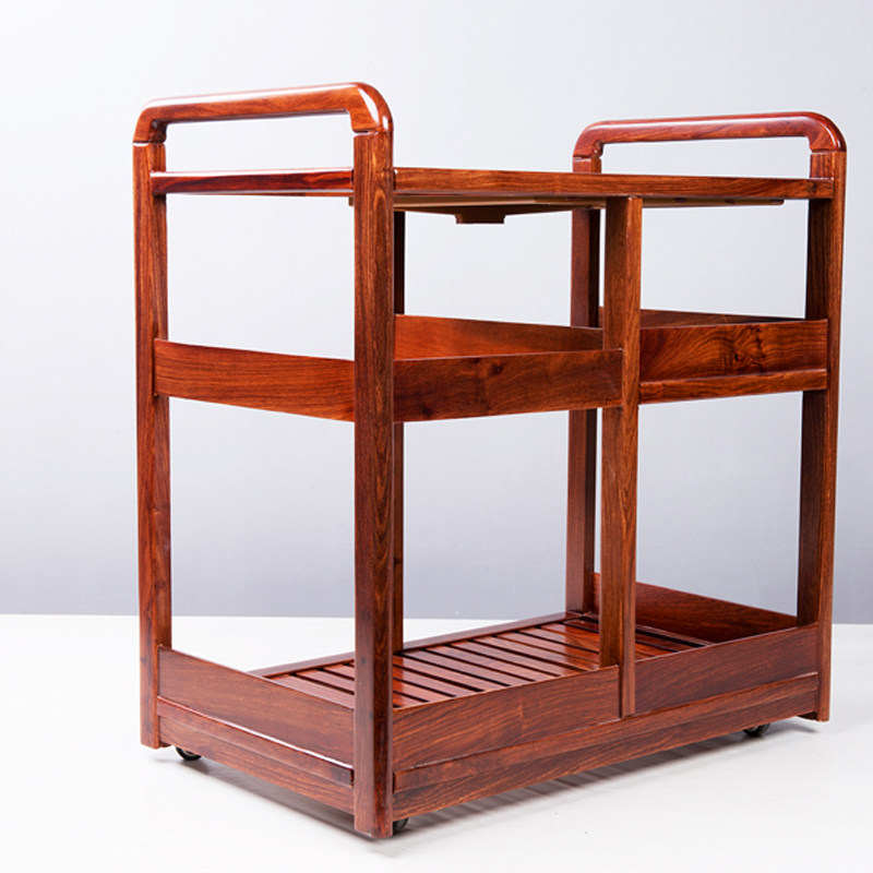 定制花梨木茶车茶具套装茶水移动带轮茶车茶桌柜水台带电磁炉实木