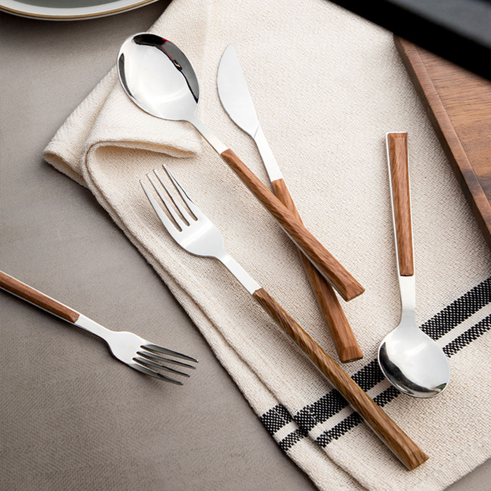 半房旗舰店的优惠券大全—半房西餐餐具刀叉勺家用仿木纹手柄蛋糕点心