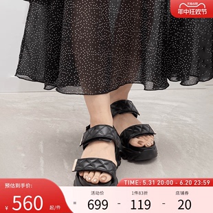 RANDA 24春季时尚格纹设计粗带设计稳定舒适感运动凉鞋 PR33210