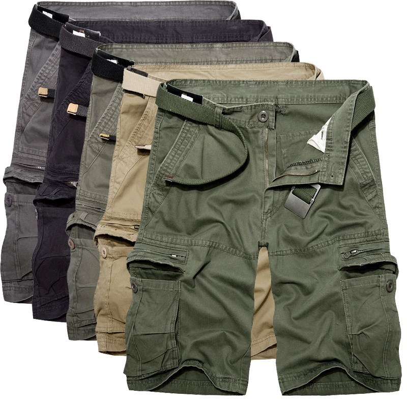 Men's Washed Cotton cargo shorts casual short pants for Male