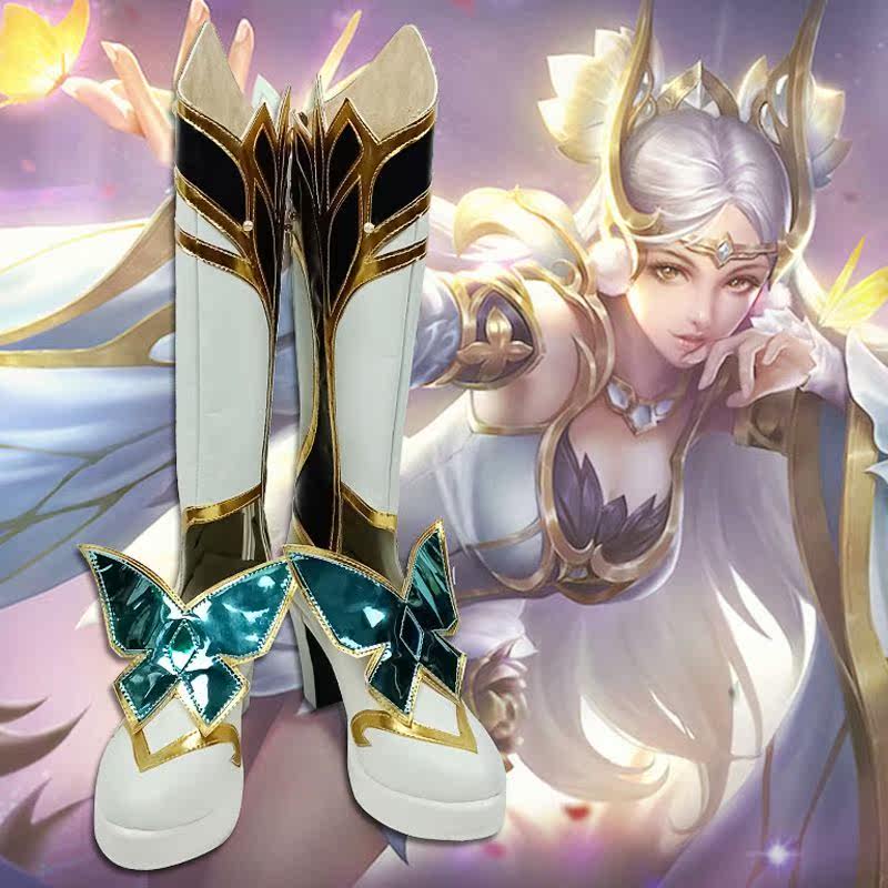 cosplay鞋靴子王者荣耀貂蝉新皮肤金色仲夏夜之梦cos增高鞋子