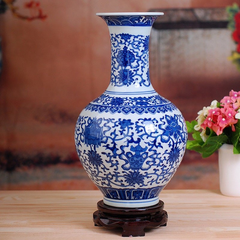 景德镇陶瓷仿古青花瓶摆件 现代时尚家居摆设件客厅装饰工艺品