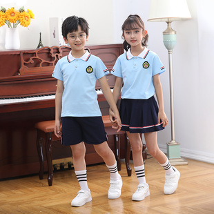 幼儿园园服夏装大班毕业照班服一年级小学生短袖纯棉校服套装定制