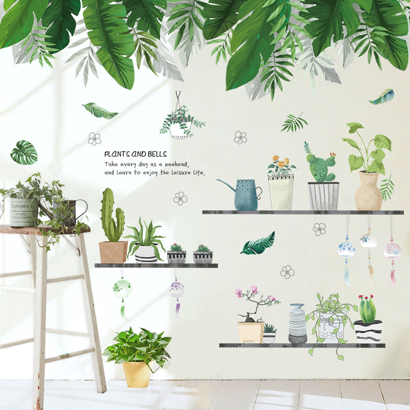 Northern Europe ins Green plant Wall stickers originality Rental network Bedroom decor Wall Stickers fresh Potted plant Paste Paperin the Home accessories , Stickers , Wall Stickers category - from Buy2taobao.com to provide professional Taobao agent buy service