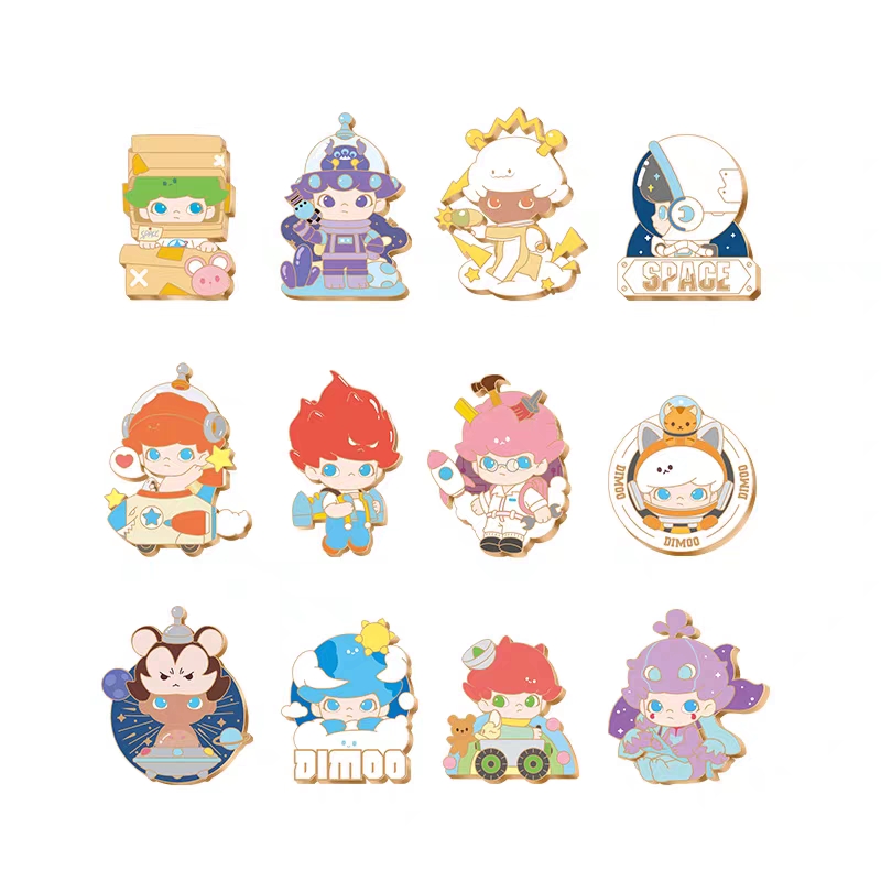 泡泡玛特正品dimoo太空旅行徽章盲盒喵星太空人探测男孩飞碟男孩