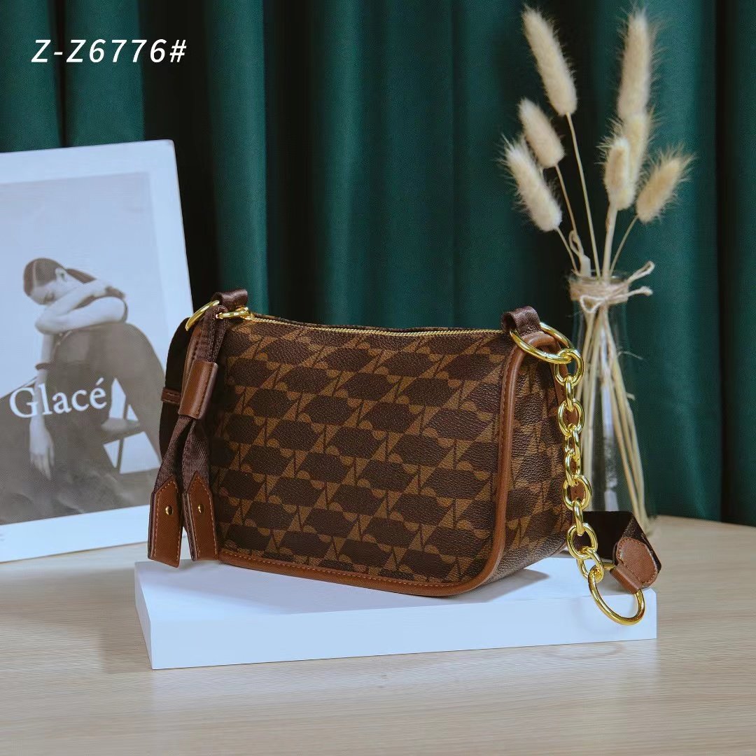 路易希奴尔女包2022新款高品质饺子包轻奢复古时尚老花单肩斜挎包