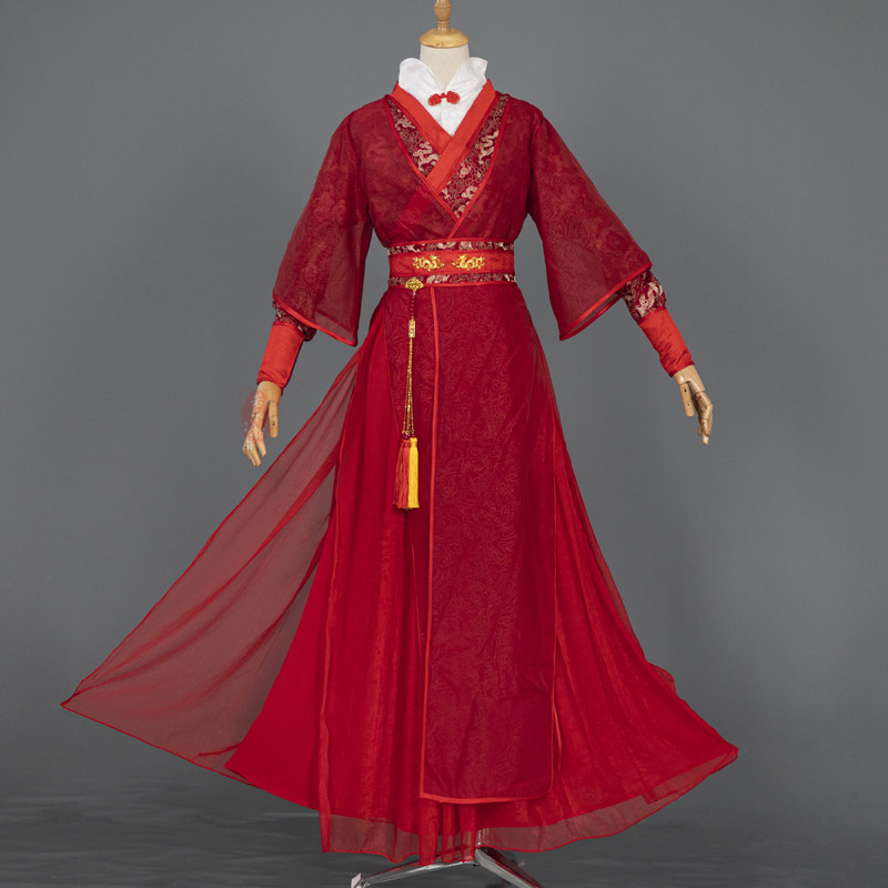 cos古装婚服_若水舫定制原创古装古风红色劲装武侠婚服护手舞蹈舞台