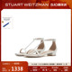 Stuart Weitzman/SW NUDISTCURVE CRYSTAL DECO 粗跟一字带凉鞋