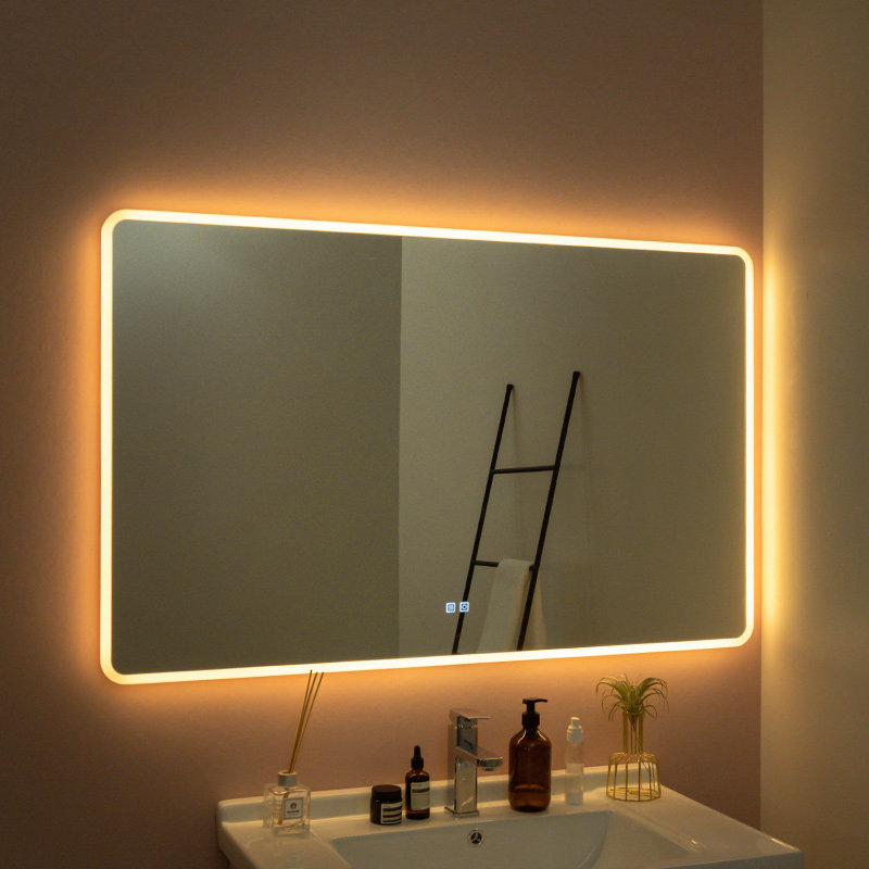 浴室智能镜子挂墙带除雾厕所卫生间洗漱镜壁挂式led灯发光卫浴镜