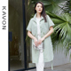 Kavon卡汶通勤简约条纹衬衫式年轻多巴胺新款短袖宽松气质连衣裙