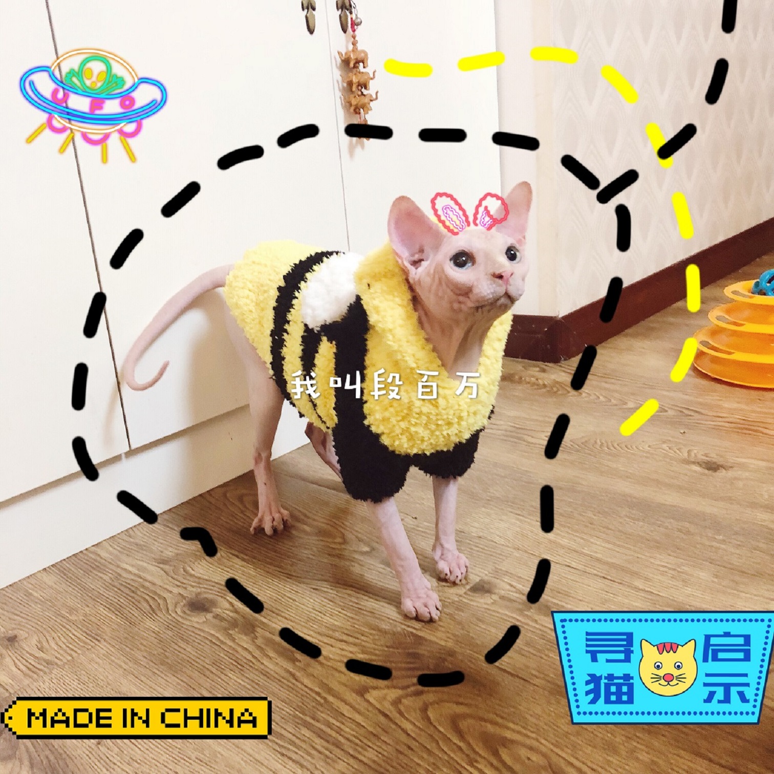 Sphynx Hairless cat sweater Little bee English short German Pets manual customized Kitty clothesin the Pet/Pet food and supplies , Pet apparel and accessories , Clothing/Supplies custom (New) , Pet clothing category - from Buy2taobao.com to provide professional Taobao agent buy service
