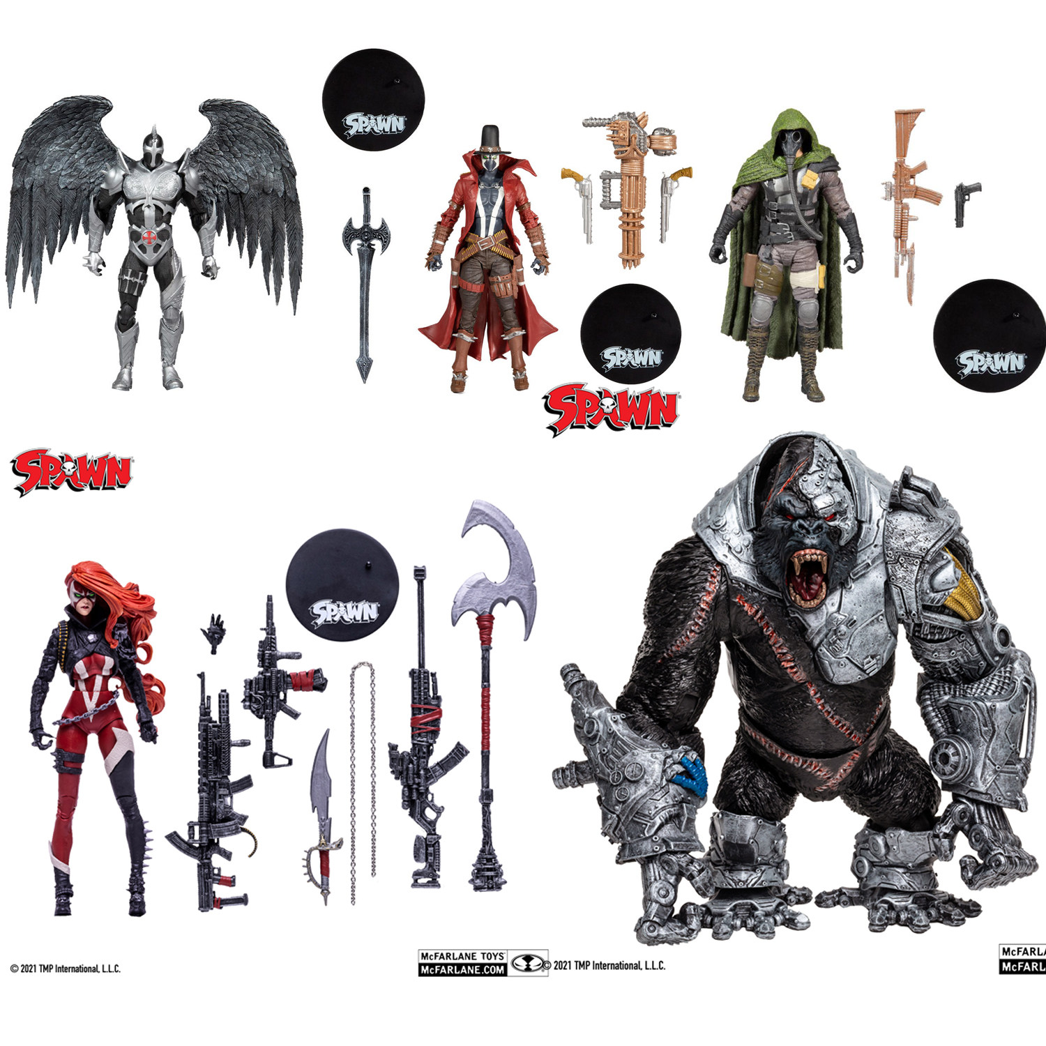 正版麦克法兰 黑暗天使机械猩猩金刚女再生侠加特林可动人偶模型