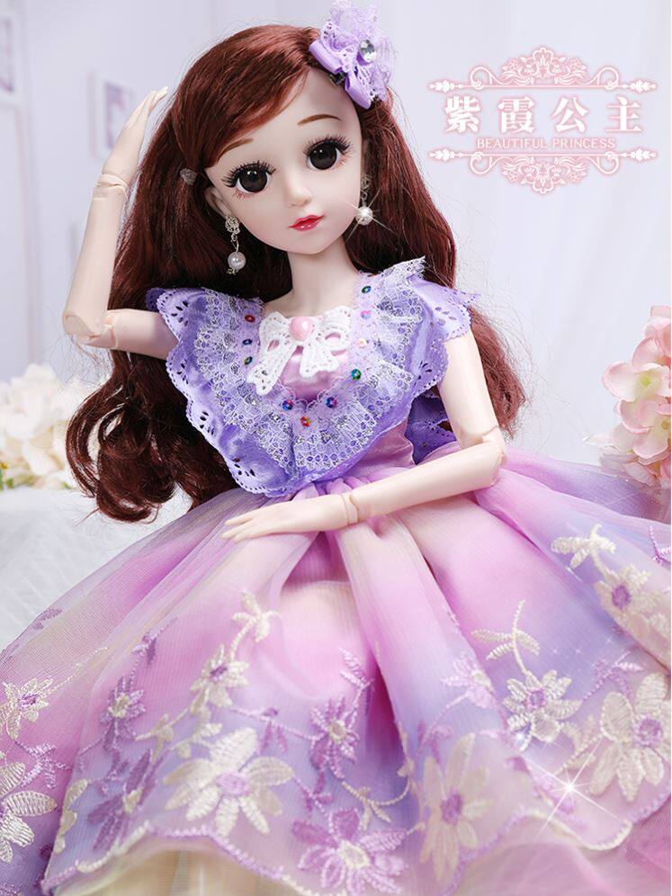 贵妃套盒迷你浅仔芭芘娃娃公主裙活动女宝宝中号卷发棒布料换唱歌