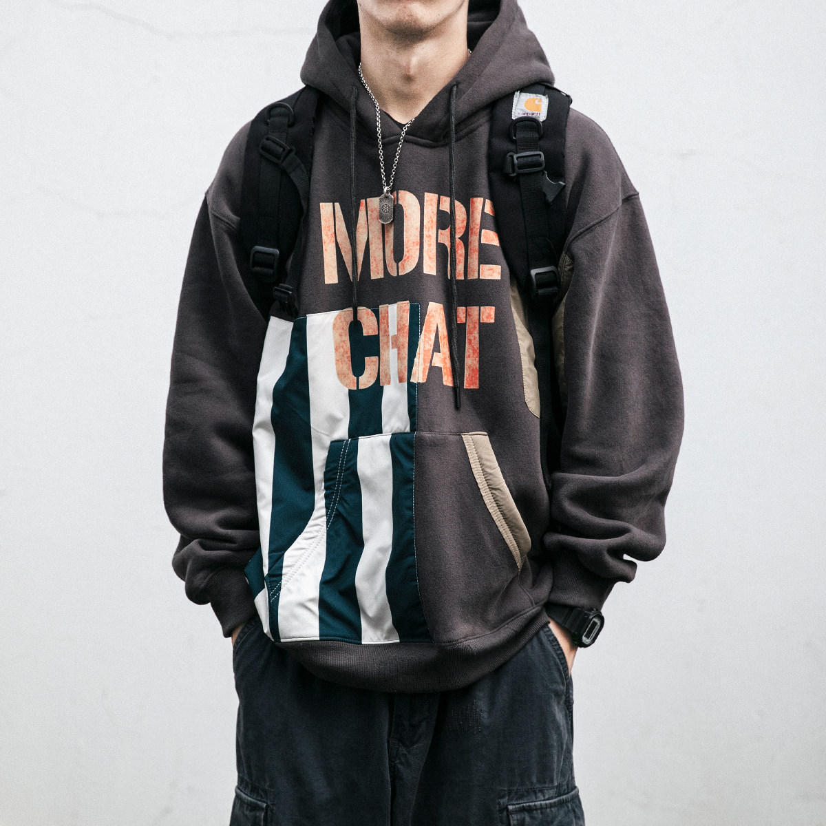 秋冬加绒加厚连帽卫衣男国潮嘻哈宽松百搭ins情侣套头保暖外套潮