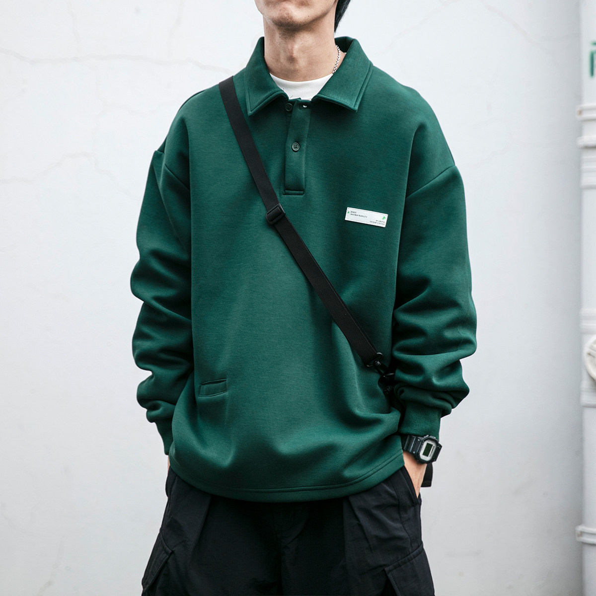 skasee太空棉质感polo领男潮牌卫衣