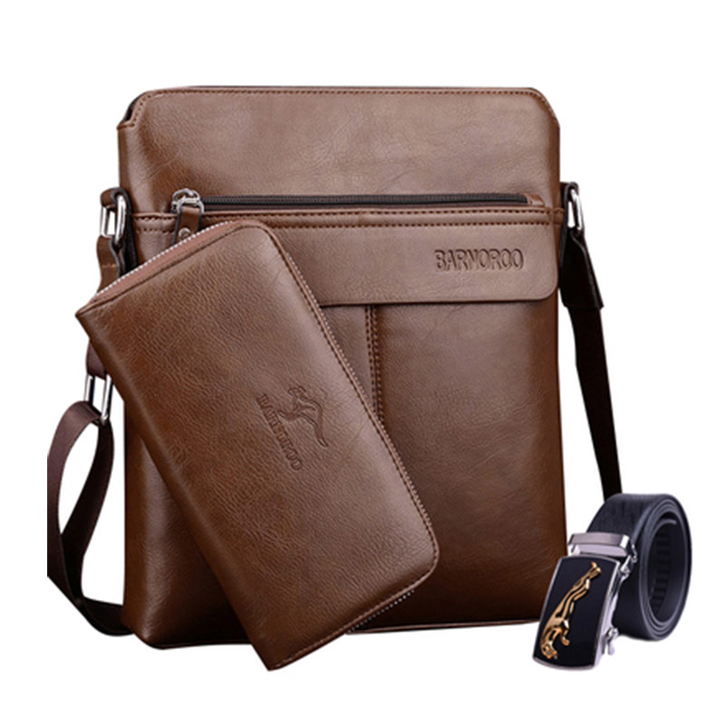 巴诺袋鼠男单肩斜挎包2020新款男士包竖款商务公文休闲背软皮潮包