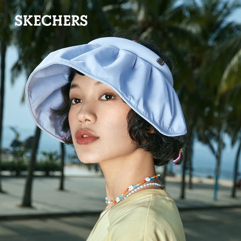 Skechers斯凯奇遮阳帽女夏季抗UV防晒防紫外线宽帽檐遮脸贝壳帽子