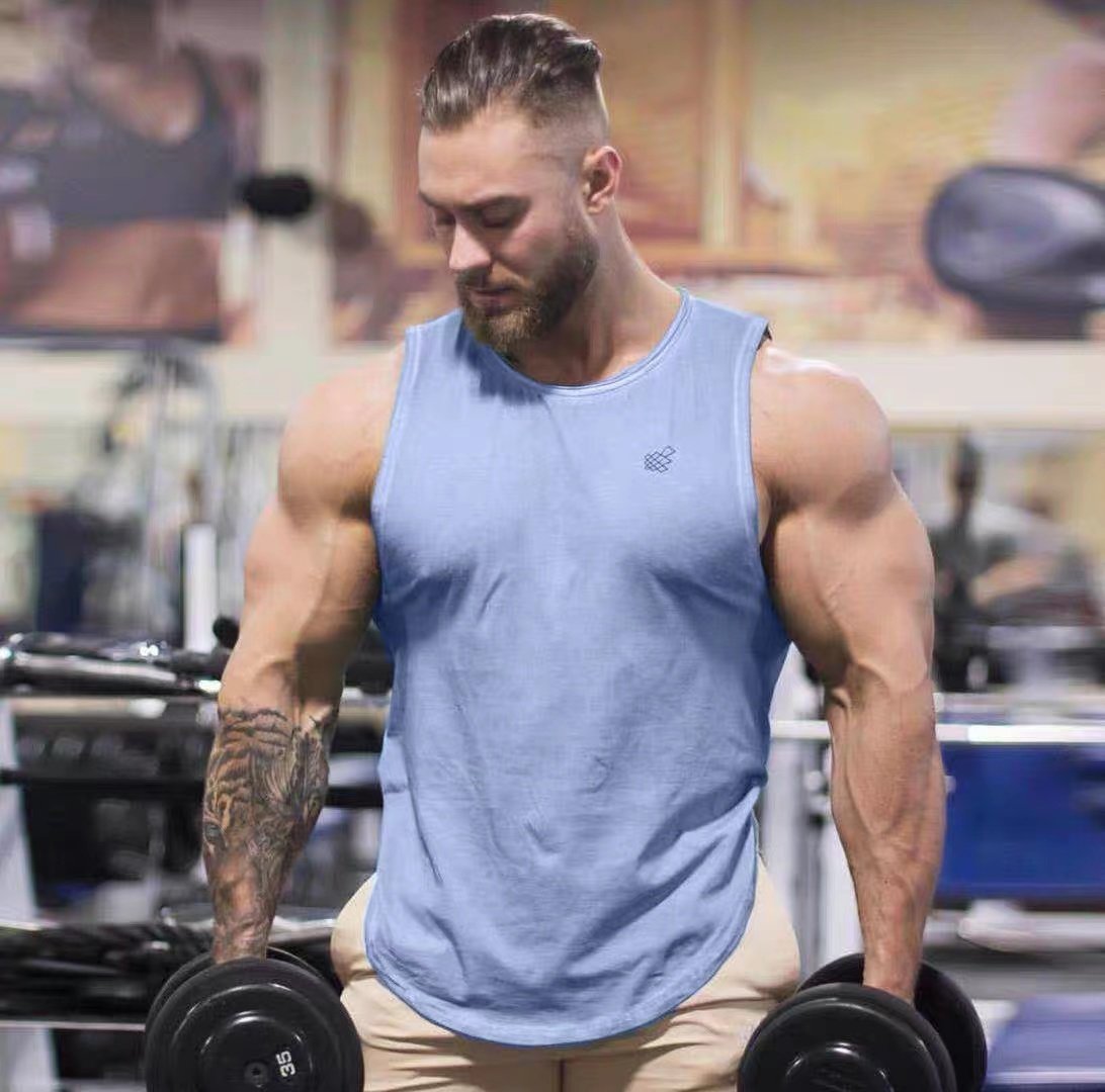 克里斯健身训练纯棉宽松背心运动休闲篮球男女款健美工字坎肩背心