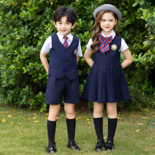 夏季英伦学院风套装男童女童幼儿园园服小学生校服班级合唱服毕业