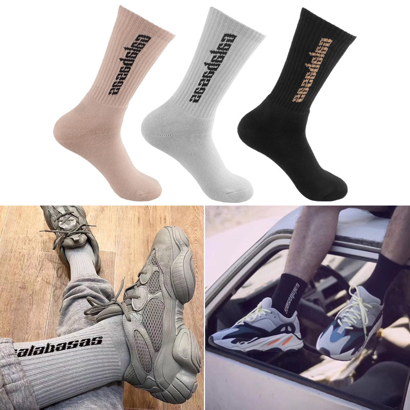 00淘宝新品春夏潮牌袜子椰子yeezy袜calabasas侃爷袜子荧光绿橙色男女