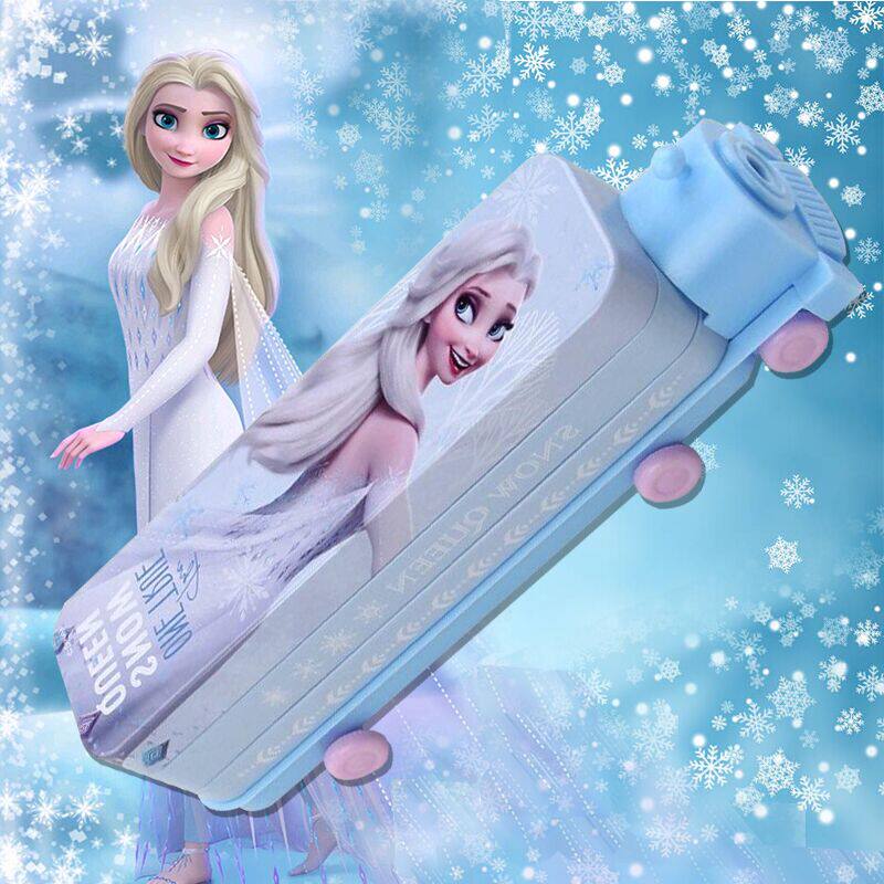 冰雪奇缘文具盒带卷笔刀乘法口诀艾莎公主蓝色汽车造型儿童铅笔盒