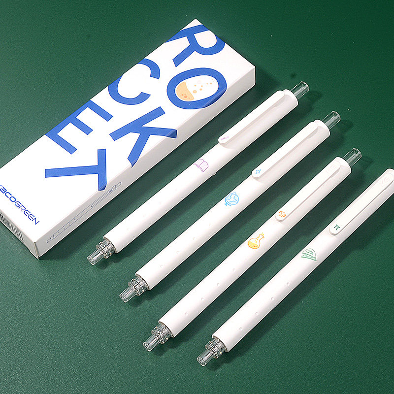 kaco中性笔学科限定菁点按动式黑色笔芯黑水笔学生学习刷题书写文具