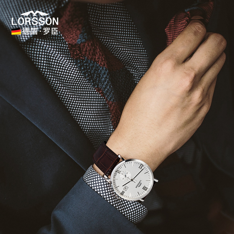 德国罗臣LORSSON传承系列原装进口男士手表表皮带防水自动机械表