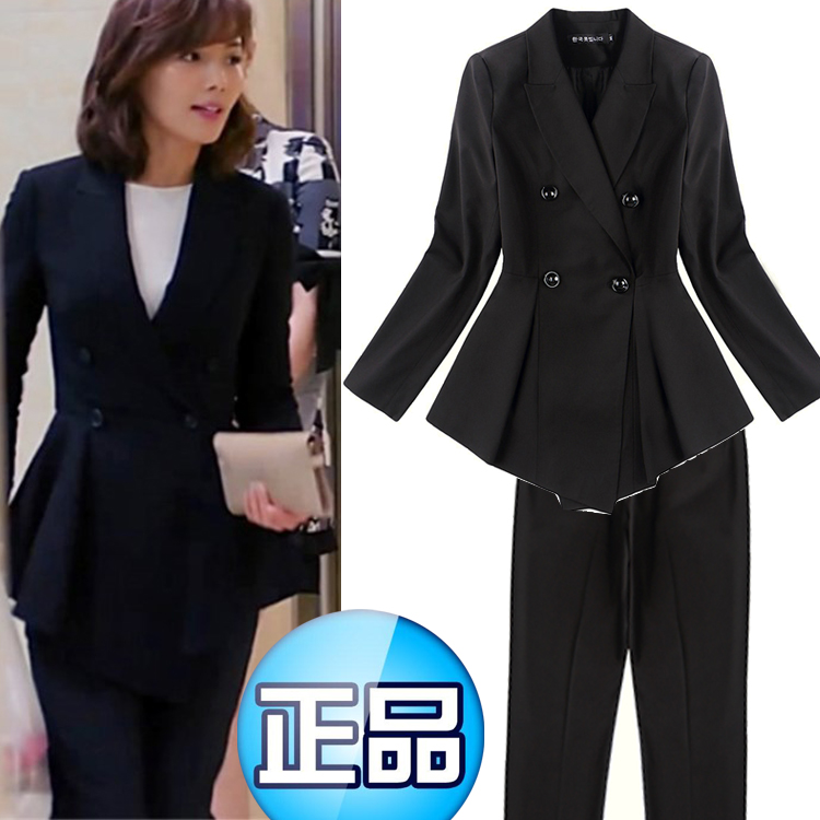 欢乐颂安迪刘涛同款小西装外套女黑色双排扣修身显瘦职业ol气质