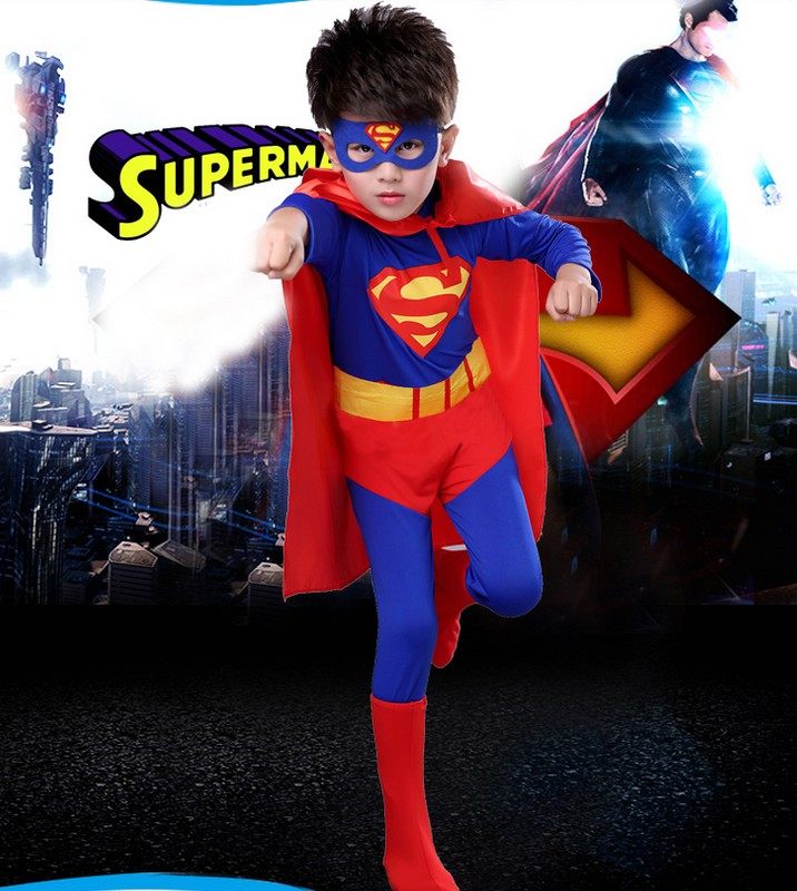 万圣节儿童服装超人披风衣服男童长袖紧身衣斗篷套装男女孩演出服