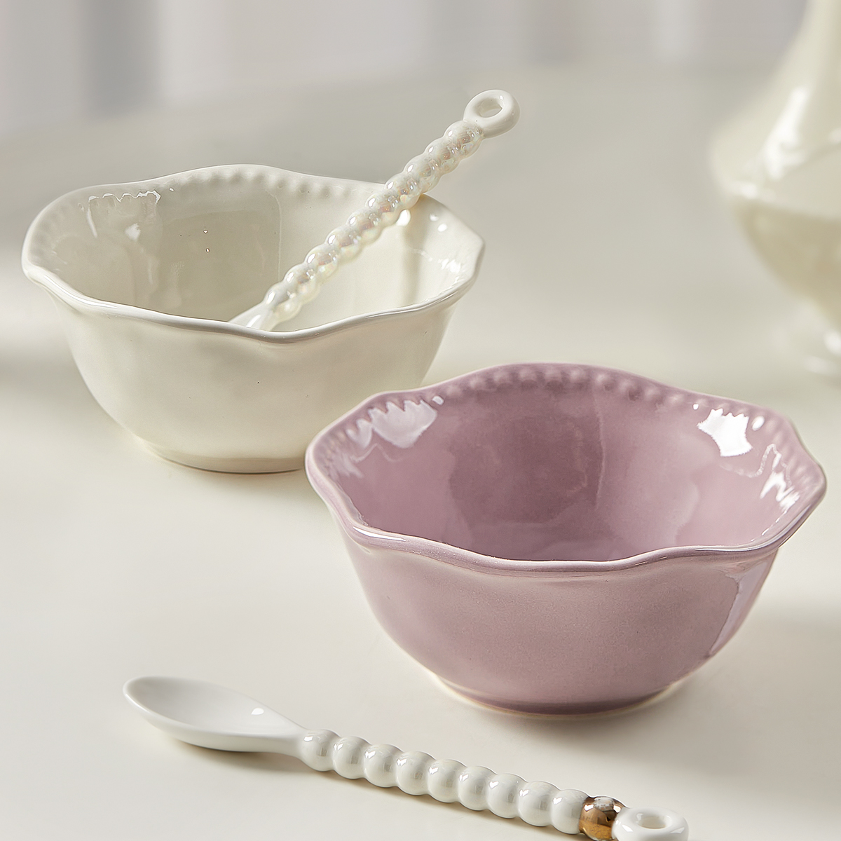 高颜值酸奶碗带勺燕麦碗家用陶瓷麦片