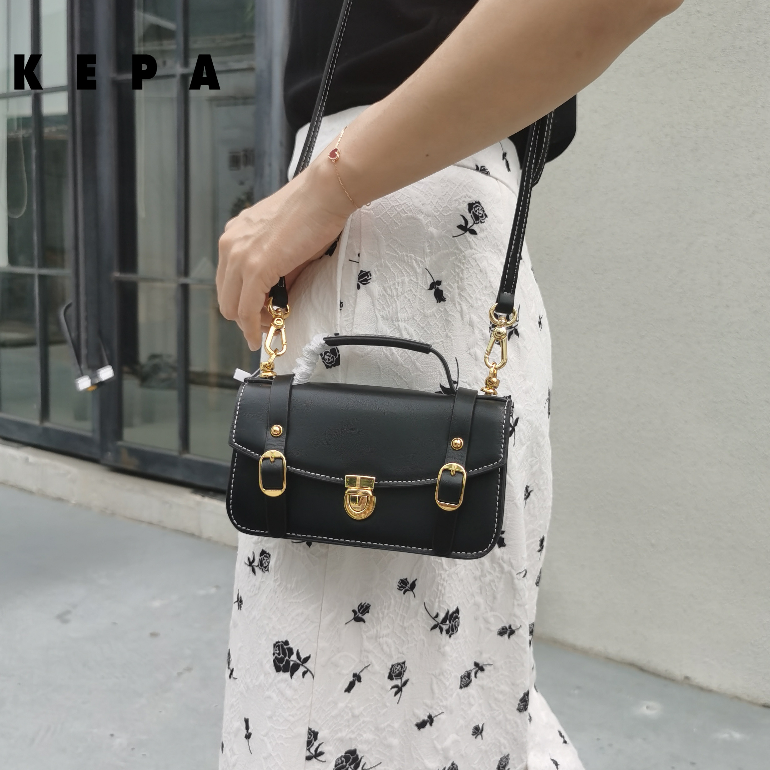 【皮轩坊】 轻奢手提包迷你小方包 法国牛皮正品真皮单肩斜挎女包