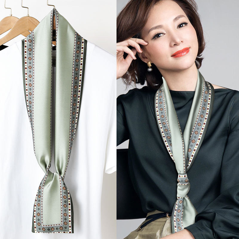 丝巾小长条女百搭西装细窄春秋真丝方巾发带绑包时尚围巾夏季领巾