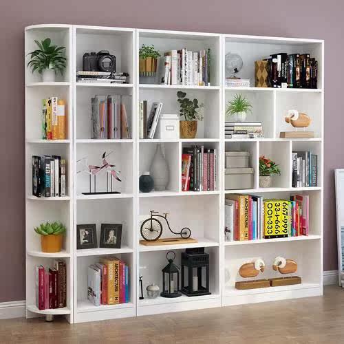 代购实木书架现代简约书柜客厅置物架家用经济型书橱学生简易白色