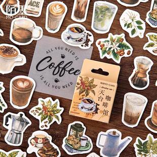 45pcs/pack Vintage Rooftop Coffee Shop Stickers Set Scrapboo