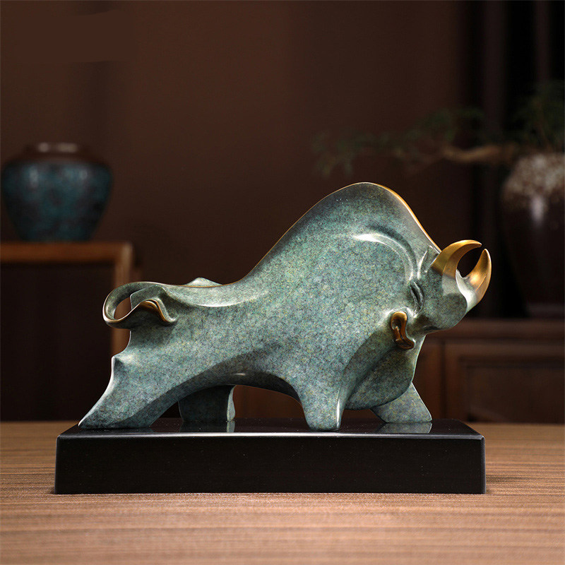 铜牛摆件工艺品奋进牛高档老板领导办公室大堂桌面书柜书房装饰