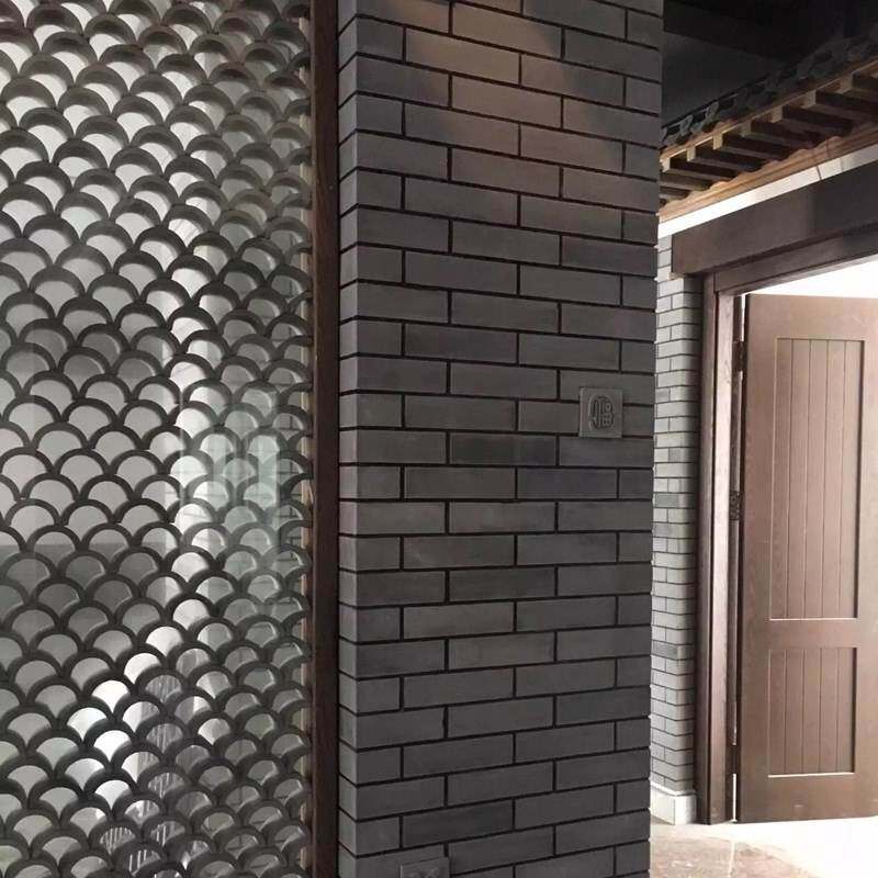 仿古外墙砖小青砖片拉毛面砖小青瓷砖古建条砖深灰浅灰麻面贴砖