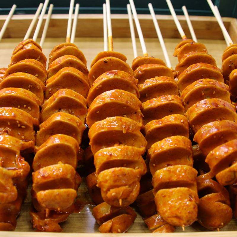 陕西特产西安小吃手工烤面筋串头烧烤冷冻半成品网红夜宵小零食