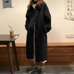 毛呢外套女小个子2023年新款秋冬季韩系高级感赫本风黑色呢子大衣