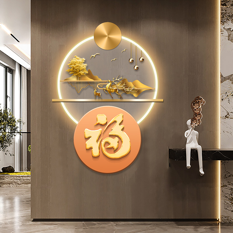 现代轻奢招财山水麋鹿玄关装饰画高档大气带led灯发光氛围画壁饰|msdalam kategori Aksesori rumah, lukisan hiasan, 氛围画/灯画 - dari Buy2taobao.com untuk memberikan perkhidmatan ejen Taobao profesional membeli