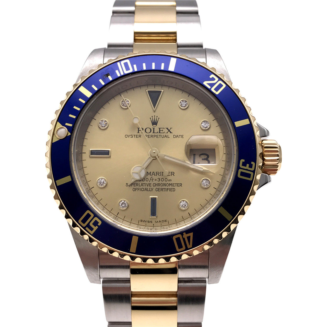 无保留价[9.0新]劳力士18k黄金精钢自动机械男表 16613