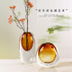现代轻奢玻璃水晶花瓶家用装饰透明插花摆件家居客厅样板间装饰品
