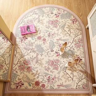 入户门地垫进门家用地毯美式花鸟高级感轻奢复古门垫可擦洗定制