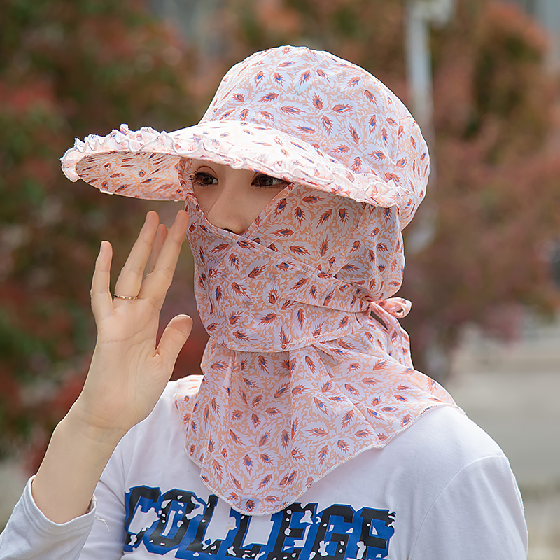 防晒帽女夏季防紫外线透气遮阳遮全脸大沿太阳帽骑车采茶干活护颈