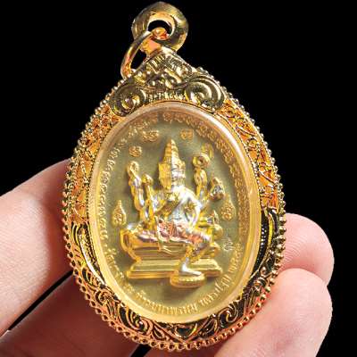热销四面佛佛牌_泰国佛牌龙婆本龙婆三安2559年四面佛象牌二合一铜制