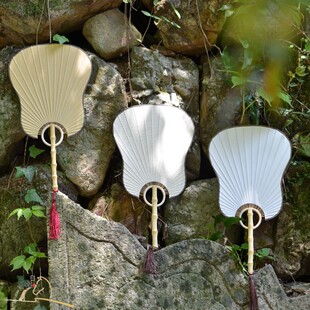 空白书画绘画团扇芭蕉扇宫扇纯白色双面生宣宣纸扇子一把包