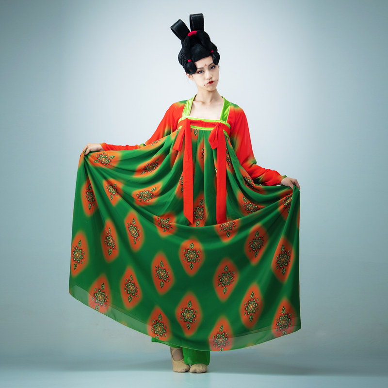 春晚同款唐宫夜宴舞蹈演出服装女子群舞比赛表演服汉服改良襦裙